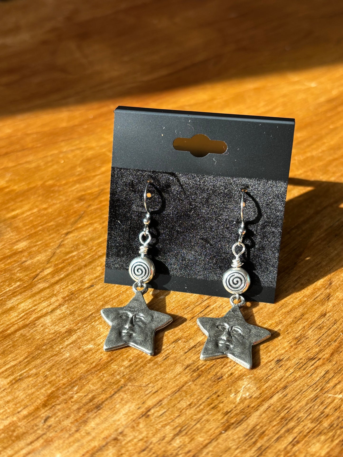 Star and Swirl Dangle Earrings